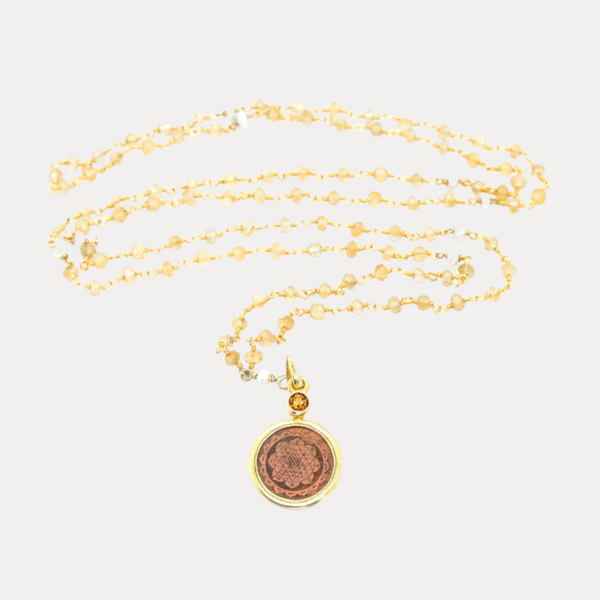 Citrine and Pearl Sri Yantra Necklace