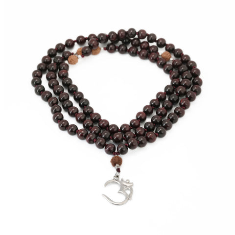 Om Black Sandalwood & Rudraksha Mala