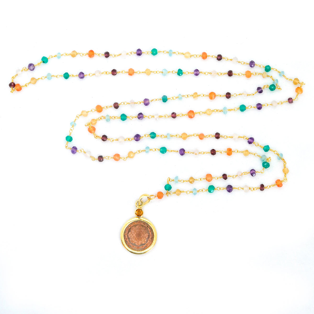 Ns-00806 Chakra Spiritual Buddhist Sri Yantra Pendant Necklace